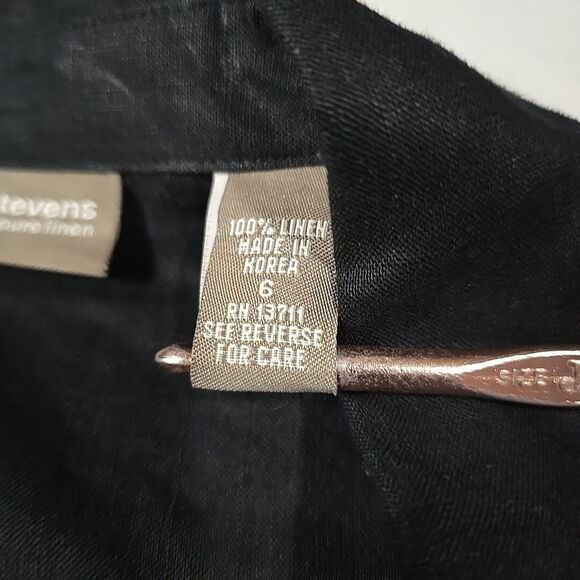Black Linen Crop Wrap Top Sz6 S/M Y2K 90s Corp Boho Chic Button Grunge Punk Rock - Picture 12 of 13
